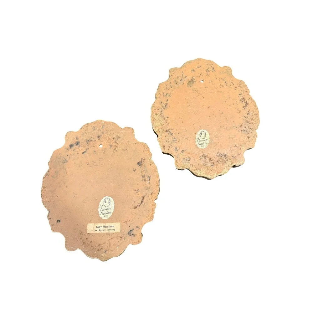 Cameo Creation Miniature Portraits Lady Hamilton Set 2 Gold Ornate Frame‎